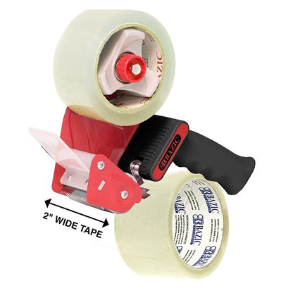 Packaging Tape Dispenser w/ 2 Inch 1.88" X 54.6 Yards Super Clear Tape